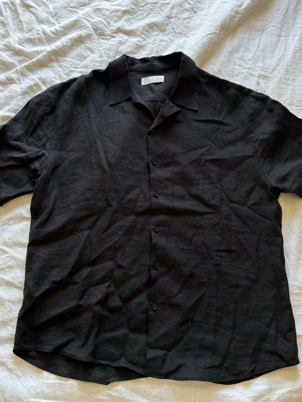 Men's Black Casual Button-Down Shirt - 100%Linen - Picture 1 of 3